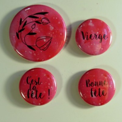 Badge horoscope-vierge-rose